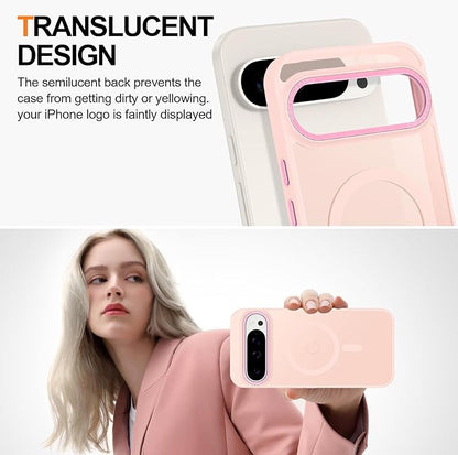 Magnetic for Google Pixel 9 Pro XL Case, [Military Grade Drop Protection] [Compatible with MagSafe] Shockproof Slim Translucent Matte Anti-Slip for Women Girls Men Case, Pink