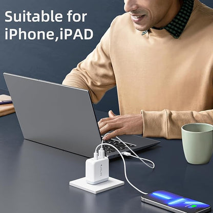 40W USB C Charger Block, 3 Pack 4-Ports Type C Fast Charging Cubes PD USBC Wall Plug+QC 3.0 USB A, Multiple USB C Charger for iPhone 16/15/14/13/12/11 Pro Max/XS, Samsung Galaxy, iPad, Tablet, Pixel