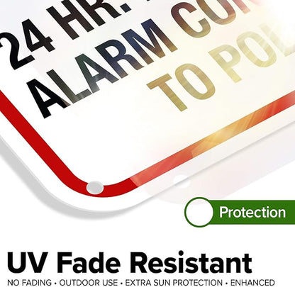 Warning 24 HR. Monitored Alarm Connected To Police Sign, 12x18 Inches, 55 mil thick HDPE (high density polyethylene), Made in USA by My Sign Center