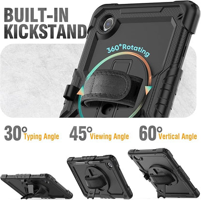 HXCASEAC Case for Samsung Galaxy Tab S6 Lite 10.4 inch, Protective with Screen Protector/Hand Strap/S Pen Holder, Shockproof S6 Lite Tablet Case 2024/2022/2020 SM-P610 SM-P613 SM-P620 - Black