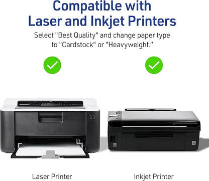 Avery Printable Tent Cards, 3.5" x 11", White with Embossed Border, 50 Blank Place Cards for Laser and Inkjet Printers (5309)