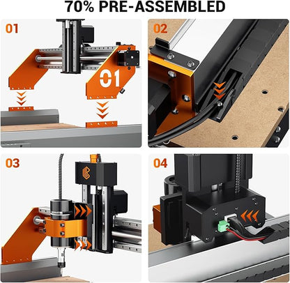 Artsian 01 CNC Router Machine 300W Spindle Power, 0.01mm Precision, 4-Axis Intelligent Controller, 420×420mm Workspace, Aluminum, Brass, Wood, Plastic, PCB Professional Desktop CNC Engraver