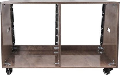 Sound Town DIY 2 x 12U Slanted Studio Rack with Solid Baltic Birch Plywood, Casters, weathered brown for Recording Room, Home Studio (SDRK-D12TB)