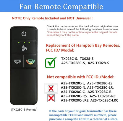 TX028C-S Ceiling Fan Remote Control Replacement for Hampton Bay Home Decorators Collection, 3-Speed Light Dimmer and Color-Changing, 4 Dip Switches Replacement for A25-TX028C-S (Remote Only)