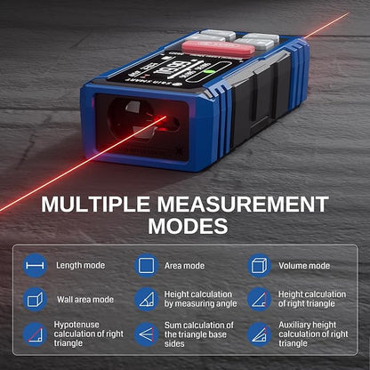 SainSmart Dual Laser Measuring Tool, 393Ft Red Bilateral Distance Meter with Backlit LCD, Rechargeable, Multi-Unit, Electronic Level, Length/Area/Volume/Angle Sensor/PC Data Transfer,Laser Class 2