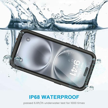 Lanhiem for iPhone 16 Plus Case, IP68 Waterproof Dustproof Shockproof Cases with Built-in Screen Protector, 360 Full Body Heavy Duty Rugged Phone Cover for iPhone 16 Plus - 6.7 inch (Black/Clear)
