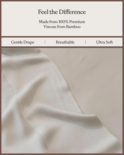 Cozy Earth Luxury Bed Sheet Set - 100% Viscose from Bamboo Fabric, Ultra-Soft & Breathable, Fits Regular & Deep Pocket Mattresses up to 20" - 4 Pieces Twin Sheet Set Oat