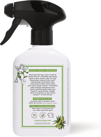 Home-Pourri Air + Fabric Multi-Purpose Odor Freshener Spray, Bamboo Rain, 11 Fl Oz - Jasmine, Bamboo and Fresh Grass (Pack of 2)
