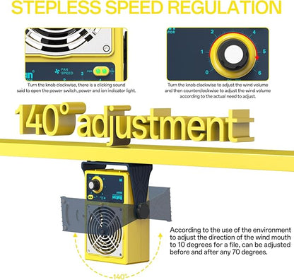 Anti-Static Ion Fan, Ion Electric Fan, Static Eliminator, Electronic Manufacturing Maintenance, Scientific Research Laboratory, Chip Packaging to Eliminate Static Electricity (BK001-Yellow)