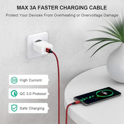 etguuds USB A to USB C Cable 6ft, 2-Pack, 3A Fast Charging Type C Charger Cord for iPhone 17 16 15 Pro Max 16e 17 Air, Samsung Galaxy S25 S24 S23 S22 S21 S20 A17 A16 A56 A55 Flip Fold, Red