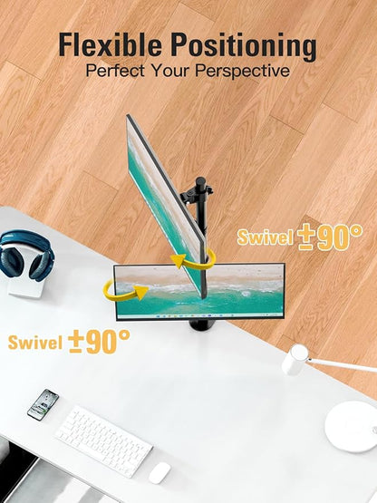 DreamAxis Stable Vertical Dual Monitor Stand, Stacked Monitor Mount for 2 Screens Up to 32 inch, Full Motion Monitor Desk Mount with Swivel, Tilt, Rotation, Holds 17.6 lbs Each, Max VESA 100x100mm