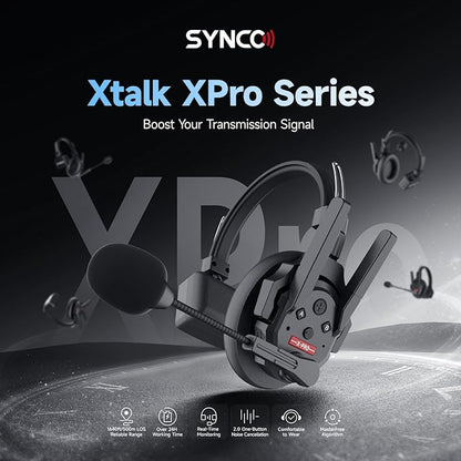 SYNCO XTalk Pro5 XPro X5 2.4GHz Wireless Headset Communication System Random Master Device 500m Operating Range Real-time Monitoring AI Noise Reduction Headset for Movie Shoot Live Show (5Pcs)