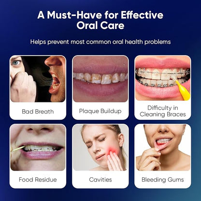 MySmile LP211 Cordless Water Flossers, Portable Rechargeable Oral Irrigator for Teeth Cleaning, 5 Cleaning Modes, IPX7 Waterproof, 8 Replacement Tips and a Storage Pouch (Pearl White)