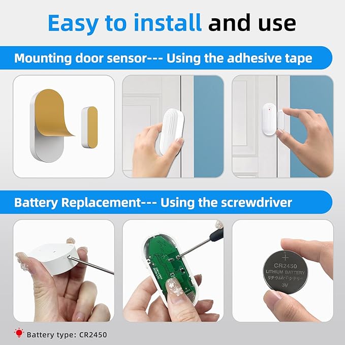 Door Chime, Daytech Wireless Door Sensor Chime When Door Opens, 800ft Range, 20 Chimes, 5 Volume Levels, Mute Mode, LED Indicator for Home/Business/Kids, Door Ringer Alert 1 Sensor + 2 Receivers
