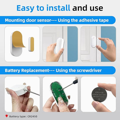 Daytech Wireless Door Sensor Chime - 800ft Range, 20 Chimes, 5 Adjustable Volume, Mute Mode, LED Indicator, Door Open Alert for Business/Home