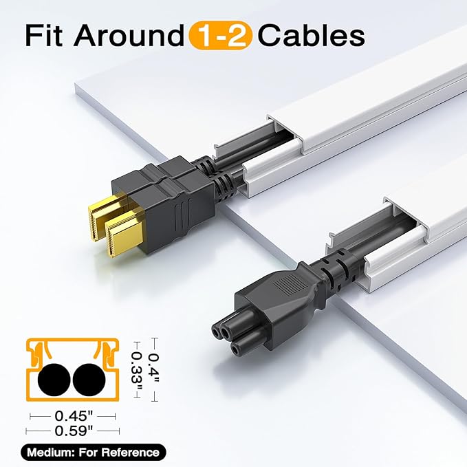 Delamu Cable Hider, 315in Cord Hider Cord Covers for 1 Wire on Wall, Premium Wire Covers for Cords, Cable Cover Organizer, TV Wires Hiders for Wall Mounted Tv, L15.7X W0.55x H0.4in, White
