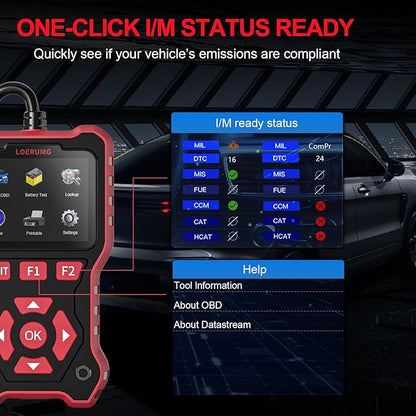LOERUMG Professional OBD2 Scanner Diagnostic Tool Check Engine Code Reader EOBD/OBDII Scanner with Reset & I/M Readiness Auto Check Engine Enhanced Diagnostic OBD2 Scan Tool for Vehicles After 1996.