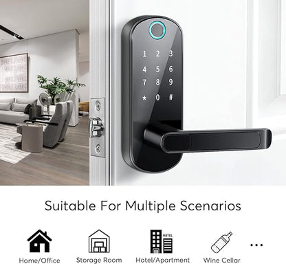 TTLock Smart Lock - Bluetooth Enabled Fingerprint & Touchscreen Keyless Entry Auto Lock for Front Door, Office, Apartment, Garage