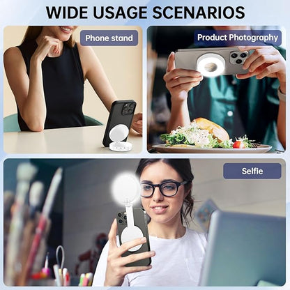 Selfie Light, Selfie Light for iPhone, Portable Phone Ring Light for Video Recording, Adjusted 4 Modes, Rechargeable Fill Light for Selfies, Photography, Makeup, Vlogs, TikTok, Video（White）