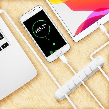 Apromisith USB Cable Organizer Clips Cord Holder,10 Packs (3-5-7-Slots) White Self Adhesive Desk Cord Cable Management