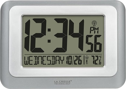 La Crosse Technology 513-88907-INT Digital Atomic Clock with Temperature - Cool Gray/Silver