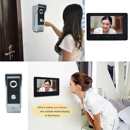 AMOCAM Wired Video Intercom System, 7 Inches Video Doorbell Door Phone System, HD Camera Kits Support Unlock, Monitoring, Dual-Way Intercom for Villa Home Office Apartment