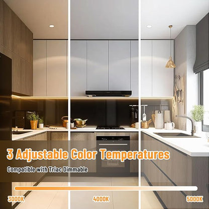 Snyloe 4 Pack 12" Under Cabinet Lighting for Kitchen, 8W 600LM, 3 Color Temperatures (3000K/4000K/5000K), Hardwired or Plug-in, 45° Rotatable Design, Linkable Up to 15 Units, YT-4208-10-4