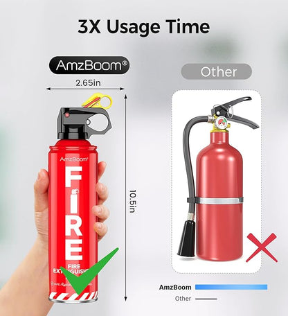 AmzBoom 2-Pack Fire Extinguisher for Home, Kitchen, Car, and Grill with Mounting Bracket– Extinguishing Spray, Compact A, B, C, K – Eco-Friendly, Prevents Reignition.