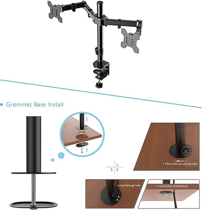Rocelco 46" Large Height Adjustable Standing Desk Converter with Double Monitor Mount BUNDLE - Quick Sit Stand Up Computer Workstation Riser - Retractable Keyboard Tray - White (R DADRW-46-DM2)
