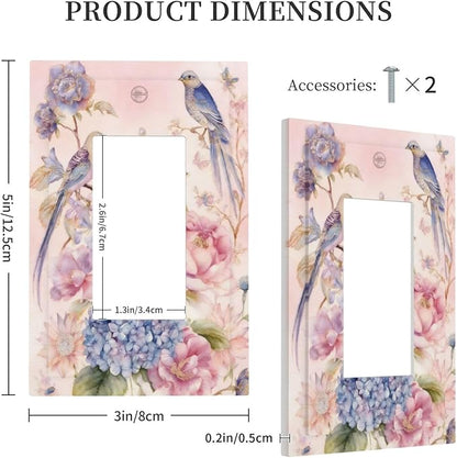 Bvtewkhz Floral Birds Morris 1 Gang Single Rocker Decorative Outlet Covers Light Switch Plate Electrical Receptacle Switchplate For Bathroom Kitchen Bedroom