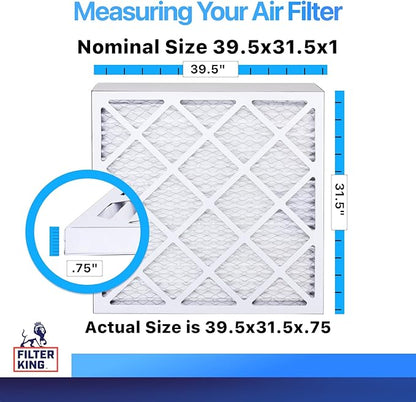 Filter King 39.5x31.5x1 Air Filter | 4-PACK | MERV 8 HVAC Pleated A/C Furnace Filters | MADE IN USA | Actual Size: 39.5 x 31.5 x .75"