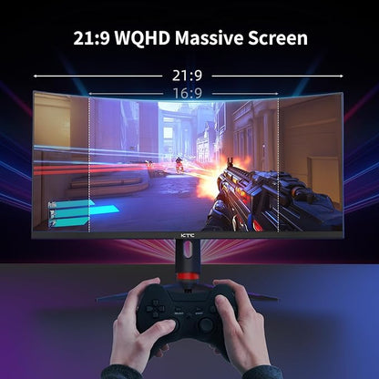 KTC 34'' Curved Ultrawide Gaming Monitor, 21:9, 3440x1440p 165Hz 1ms, 1500R Curved Monitor, Freesync G-sync, Picture by Picture,PIP, Height/Tilt/Swivel/Pivot