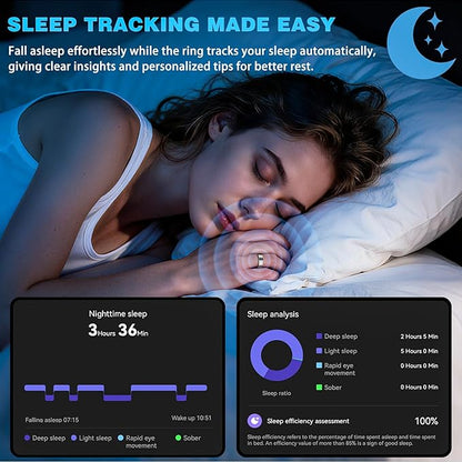 S SECRETTOP Smart Ring for Women Men, Fitness Ring with Heart Rate, SpO2, Sleep Monitoring, Pedometer Monitoring,IP68 Waterproof, No Subscription Fee(Silver 11)