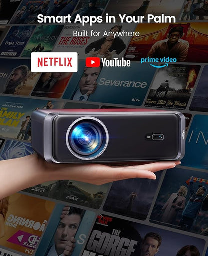 [Built-in Official App/4K Support/Compact]Smart-Projector with WiFi6 and Bluetooth, Outdoor Movie Projector & DoIby , Compatible w/ Netflix/YouTube/PrimeVideo, AI Auto Focus, Portable Home Proyector