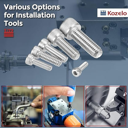 Kozelo 25pcs Socket Head Cap Screws - [M6-1 x 35mm] 304 Stainless Steel Allen Socket Drive for Electrical Motor 3D Printing Fan Engine Replacement Use, Silver