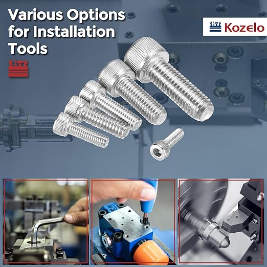 Kozelo 10pcs Socket Head Cap Screws - [M8-1 x 35mm] 304 Stainless Steel Allen Socket Drive for Electrical Motor 3D Printing Fan Engine Replacement Use, Silver