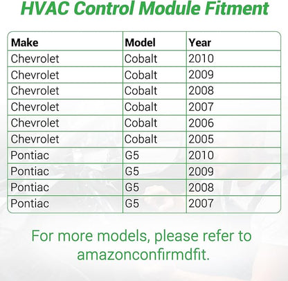 599-141 AC Climate Control Module Compatible with 2005-2010 Chevrolet Cobalt/2007-2010 Pontiac G5 A/C Heater Control Panel Switch, 599141 Air Conditioning Temperature Control Head Unit