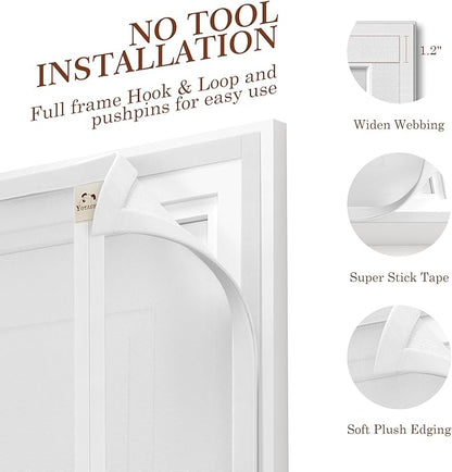 Yotache White Reversible Left Right Side Opening Tall Magnetic Screen Door Fits Door Size 36 x 98, Strengthened Polyester Mesh, Actual Screen Size 38" x 99"