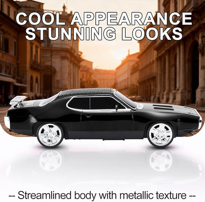 Retro Car Bluetooth Speaker with HD Stereo Sound, TWS Pairing, LED Party Lights, Built-in Microphone, Portable Wireless American Vintage-Style Bluetooth Speaker for Home, Office & Outdoor (Black)