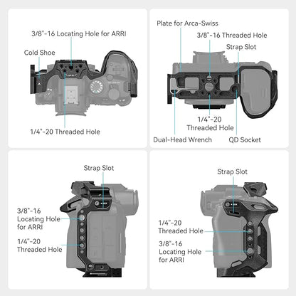 SmallRig“Black Mamba”Camera Cage for Canon R6 Mark II and R6 Mark III,Quick Release Plate for Arca-Type, Film Movie Making Camera Video Cage with Shoe Mount, 1/4''-20 & 3/8''-16 Threaded Holes