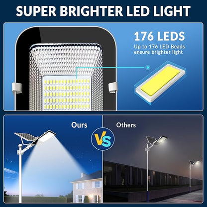 LYKENTOR Solar Lights Outdoor Waterproof IP65: 10000mAH Solar Street Light, Dusk to Dawn Outdoor Solar Lights for Yard, Basketball Court, Parking Lot Lights Commercial with Remote Control