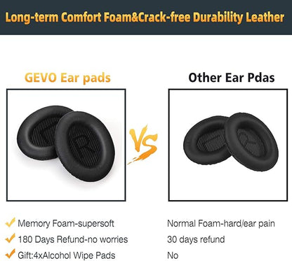 Premium Replacement Ear Pads for Bose QC35 & QC35ii Headphones Made by GEVO- Comfortable Adaptive Memory Foam and Extra Durable - Fits QuietComfort 35 & 35ii / SoundLink 1&2 AE（Over-Ear） (Black)