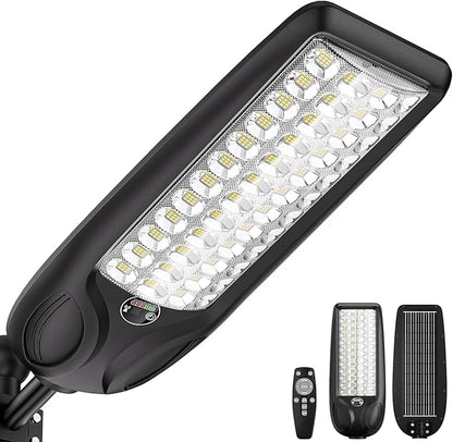MMKT Solar Lights Outdoor, 12000W 3 Color Solar Street Light, Commercial Solar Parking Lot Light Waterproof Dusk to Dawn, Security Flood Lights with Motion Sensor for Yard, Basketball Court