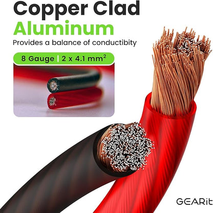 GEARit 8 Gauge Wire, for Automotive Power/Ground, Battery Cable, Car Audio, RV, Amp, CCA, Automotive Wire, Amp Kit, Battery Cables, Wiring Kit, (25 feet Each- Black/Red)