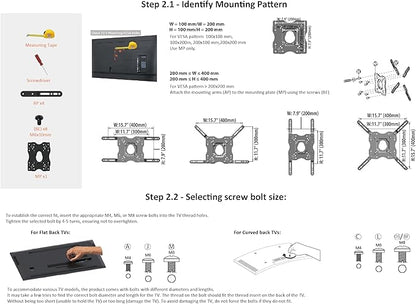 Amazon Basics Full Motion Articulating TV Wall Mount, with Swivel and Tilt, for 26" to 55" TVs and Flat Panels up to 80 Lbs, VESA Compatible, Black