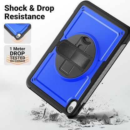 SCSVPN Case for iPad (A16) 11th Generation 11 Inch 2025 / 10th Generation 10.9 Inch 2022, Shockproof Protective Case with Screen Protector, Pencil Holder, Rotating Stand, Hand/Shoulder Strap - Blue