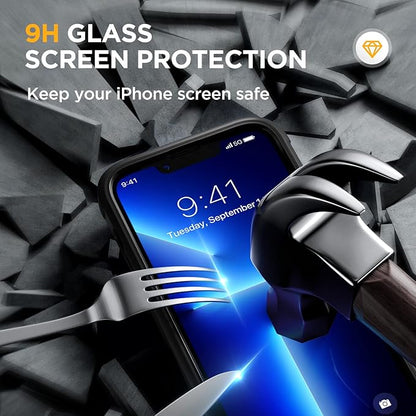 Miracase Magnetic for iPhone 13 Pro Max Case 6.7 inch, (Compatible with MagSafe) Upgrade Full-Body Clear Phone Bumper Case with Built-in 9H Tempered Glass Screen Protector, Magnetic Classic Black