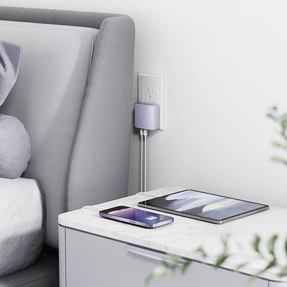 Nekmit USB C Charger, Thin Flat 52W 4-Port Fast Wall Charger with Two 20W Power Delivery and 2 USB Port for iPhone 14/14 Pro/14 Pro Max, Galaxy, Pixel, iPad Pro, AirPods Pro and More, Purple