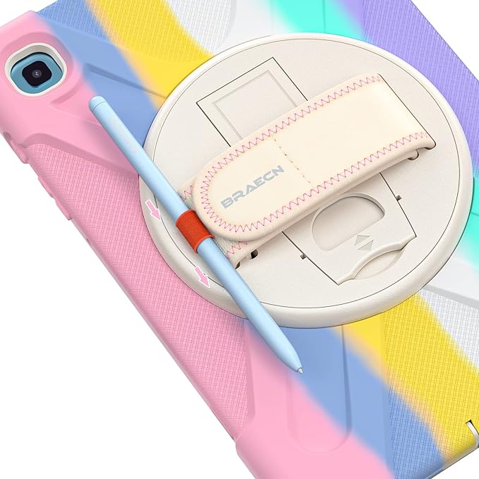 BRAECN for Galaxy Tab S6 Lite Case for Kids,Heavy Duty Rugged Shockproof Case with Hand Strap, Shoulder Strap, Stand, S Pen Holder for Samsung Galaxy Tab S6 Lite 10.4” Tablet SM-P610/P613 -Rainbow