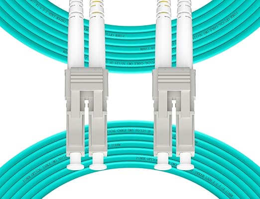 Fibergaga 0.5M(1.6ft) OM3 LC to LC Fiber Patch Cable,10GB/40GB Multimode Duplex 50/125µm 2.0mm Fiber Optic Jumper Cords Length Option: 0.5M(1.6ft)-100M(328ft)